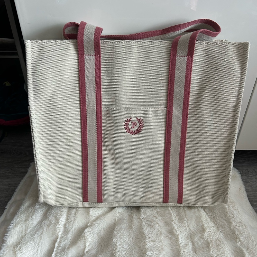 PINK Victoria's Secret Cream Tote with Pink Accents
